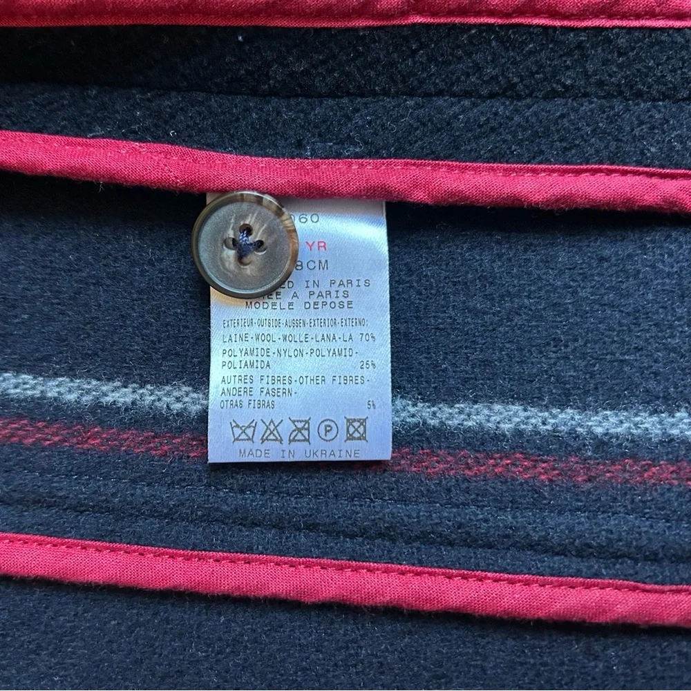 Vintage Jacadi Paris Navy Blue Wool Blend Classic Boys Duffle Winter Coat Size 8 - Picture 11 of 12